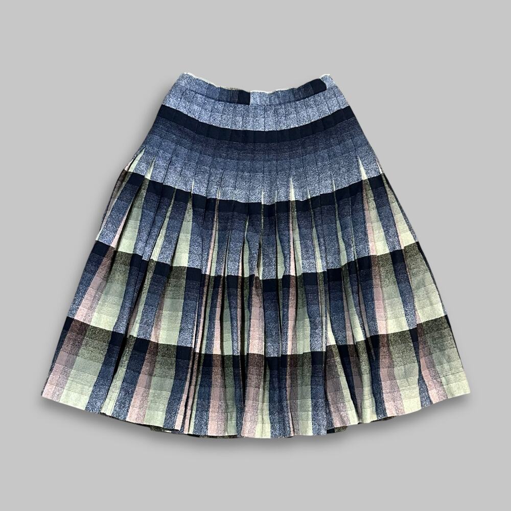 Vintage Multicolor Pleated Wool Blend Plaid Skirt – Women’s Size Small